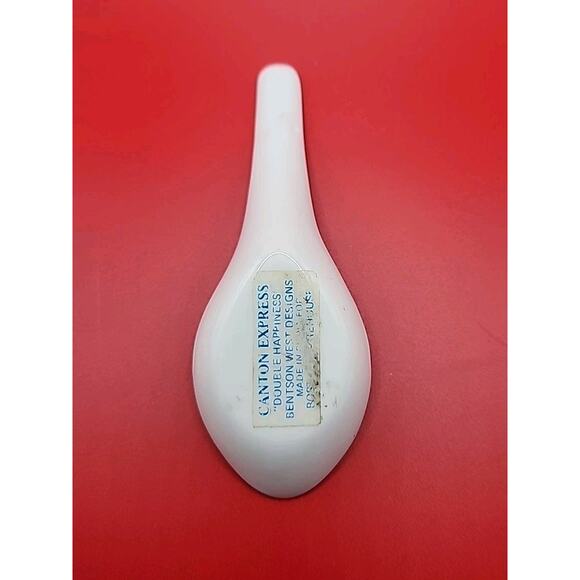 Vtg Canton Express Double Happiness Porcelain Chinese Spoon 5 3/4" Hand Painted - Picture 4 of 7